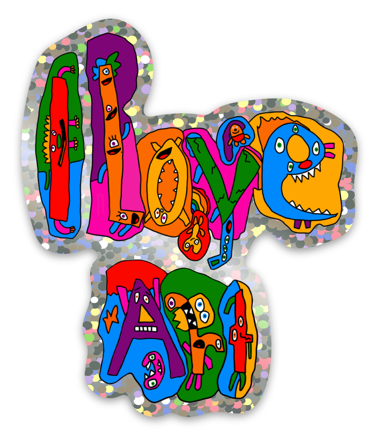 I Love Art Glitter Sticker