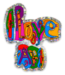 I Love Art Glitter Sticker